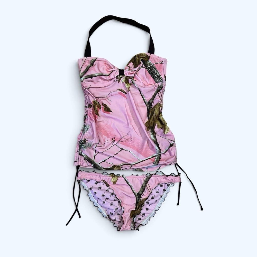 REALTREE GIRL CAMOUFLAGE CAMO AP PINK SWIMWEAR HALTERKINI TANKINI SWIM